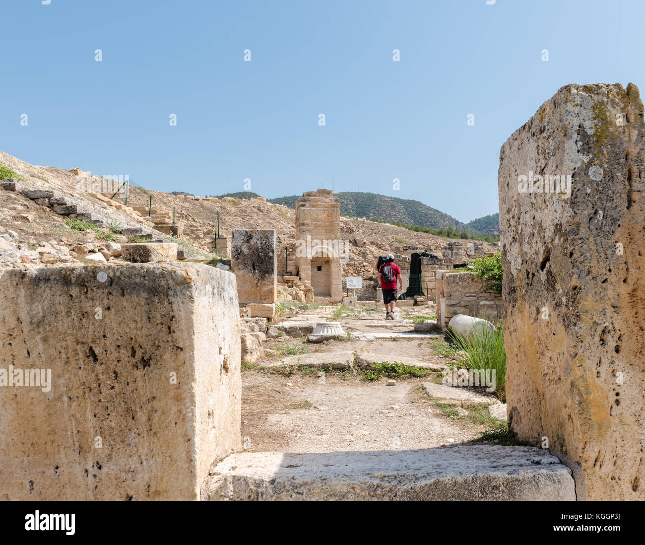 Tombe de saint.philip et aghiasma sanctuaire (fontaine) dans l'ancienne ville grecque Hiérapolis, Pamukkale, Turquie. Banque D'Images