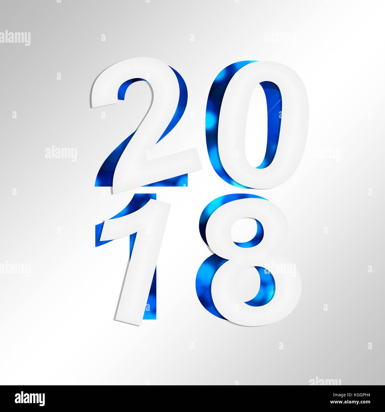 2018 square carte de souhaits avec du papier coupé et fond brillant Banque D'Images