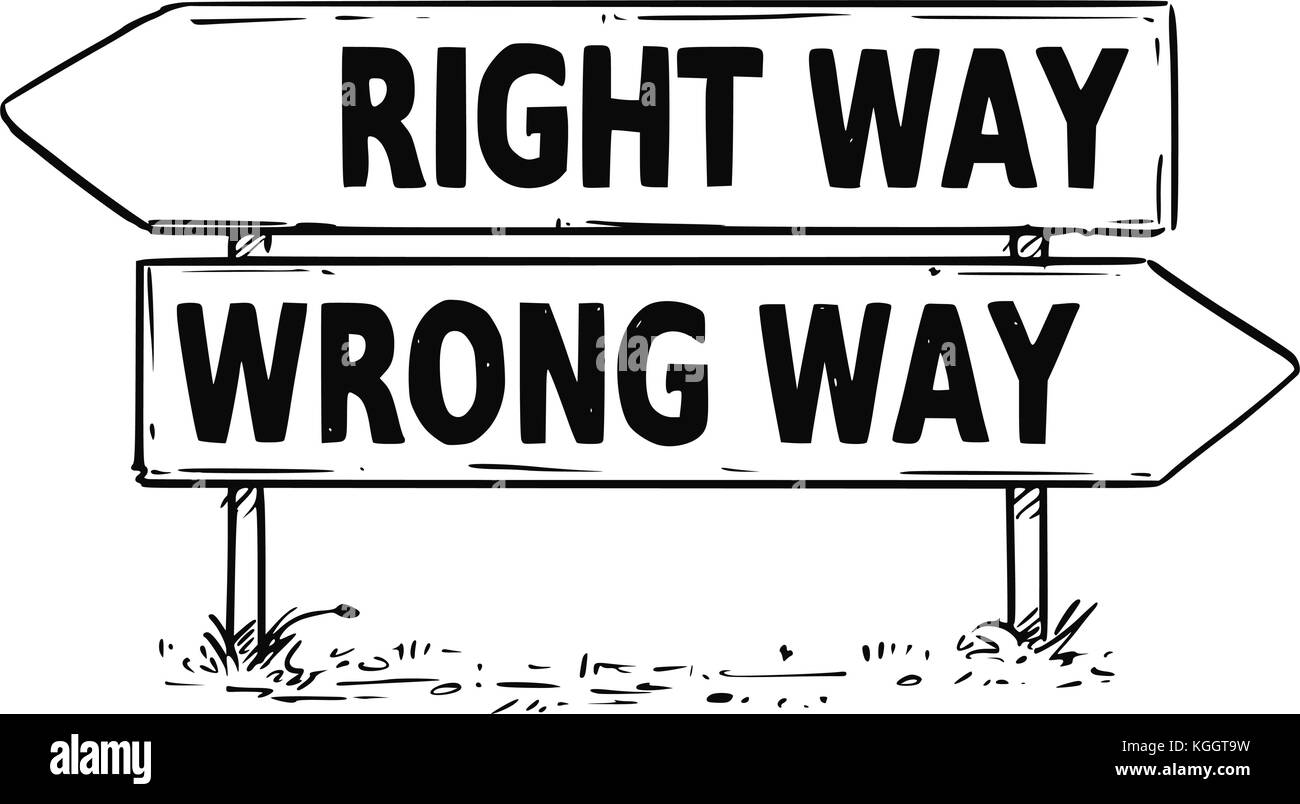 Dessin vectoriel de bonne ou de mauvaise façon de faire des affaires de trafic décision arrow sign. Illustration de Vecteur