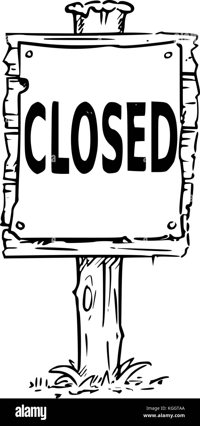 Dessin vectoriel de panneau en bois avec texte fermé. Illustration de Vecteur