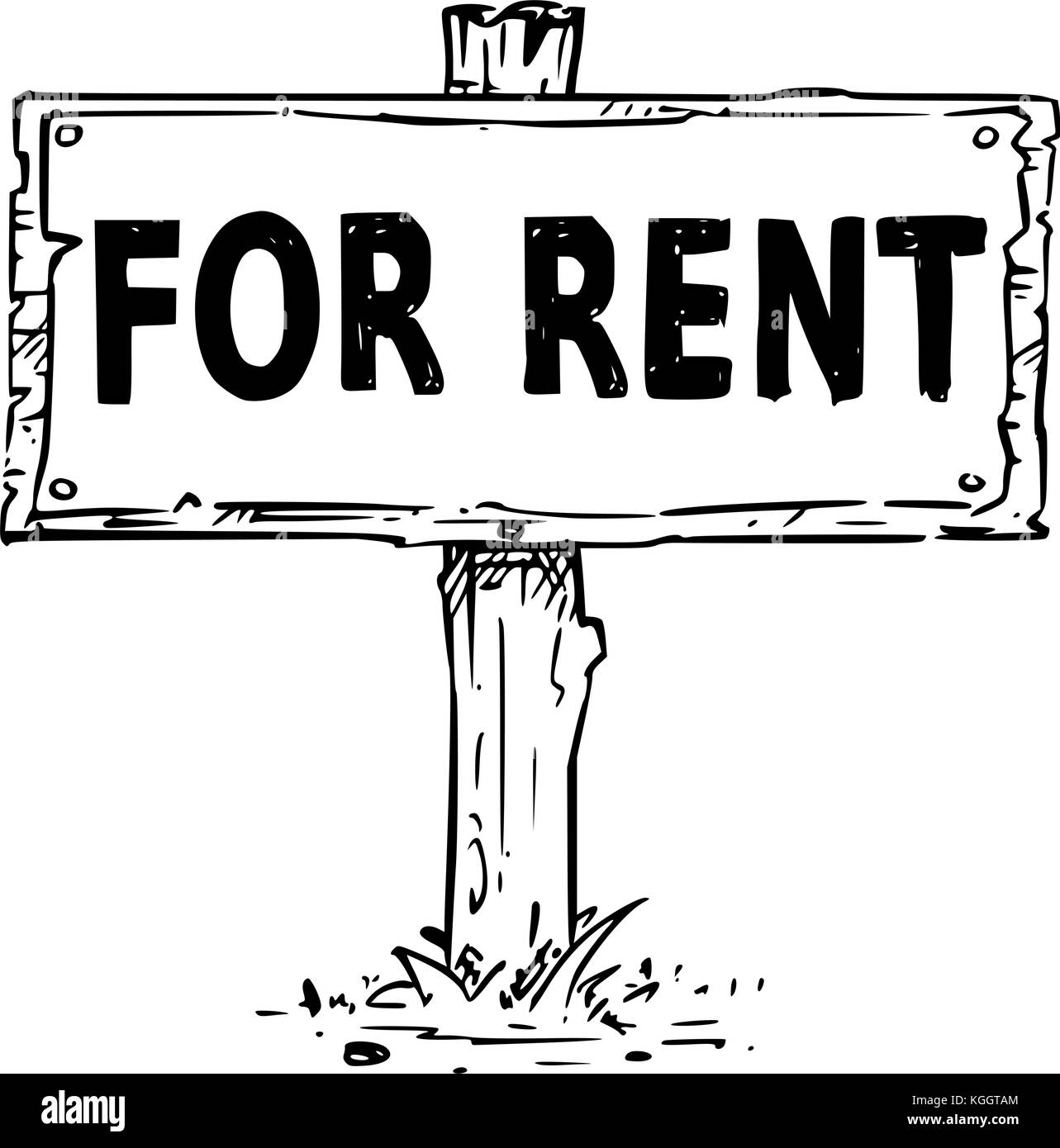 Dessin vectoriel de panneau en bois avec texte d'affaires à louer. Illustration de Vecteur