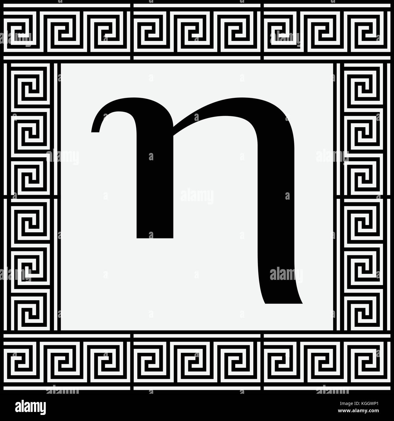 Lettre grecque eta Eta, icône symbole dans le grec ancien cadre, vector illustration. Illustration de Vecteur