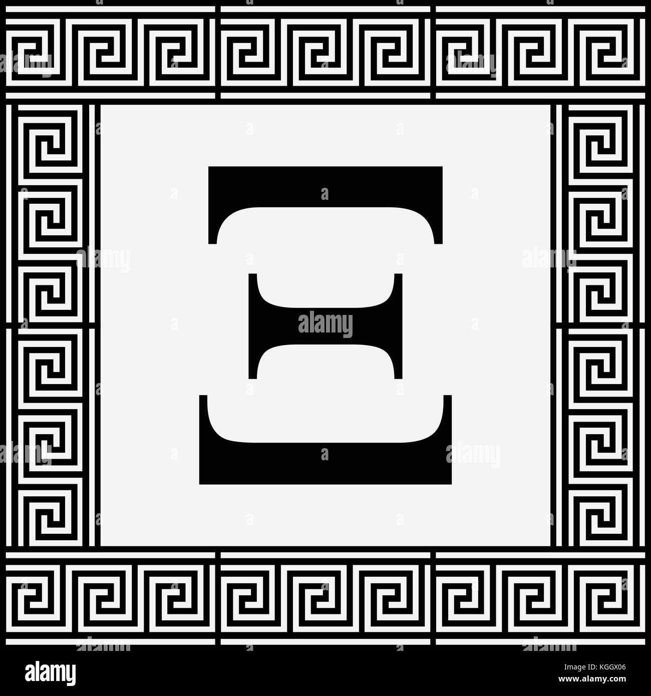 Xi lettre grecque icône, symbole Xi dans le cadre de la Grèce antique, vector illustration. Illustration de Vecteur