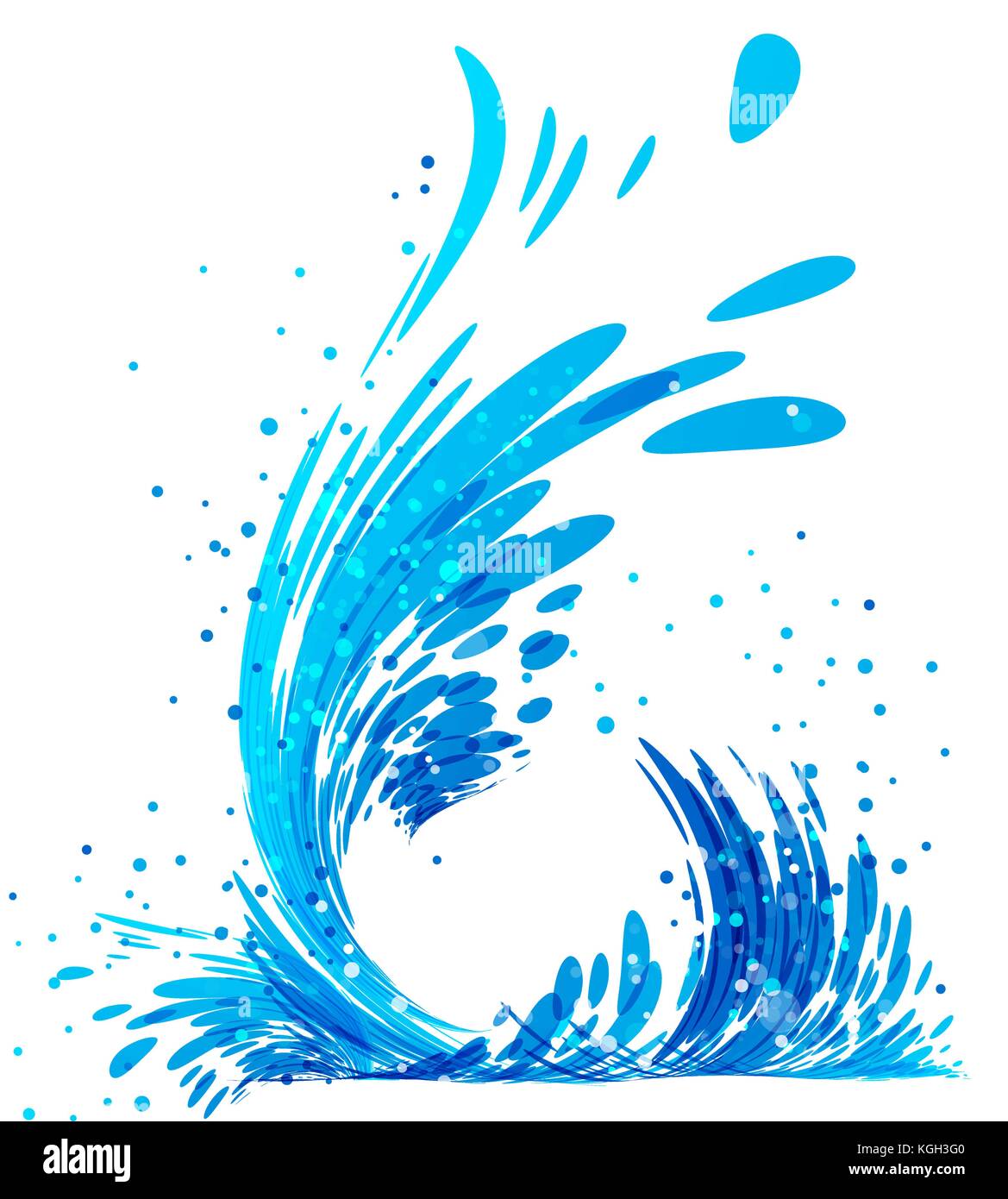 Blue Water Splash isolé sur fond blanc Illustration de Vecteur