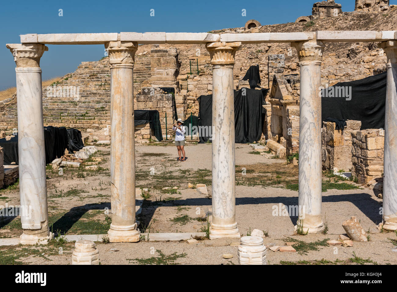 Tombe de saint.philip dans l'ancienne ville grecque Hiérapolis, Pamukkale, Turquie.25 août 2017 Banque D'Images