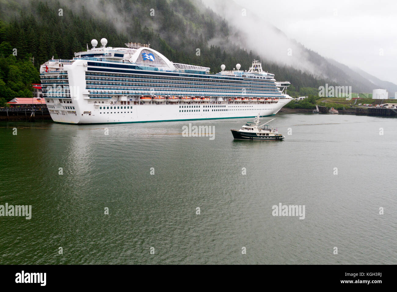 Le navire de croisière Ruby Princess amarré à Juneau, en Alaska. Banque D'Images