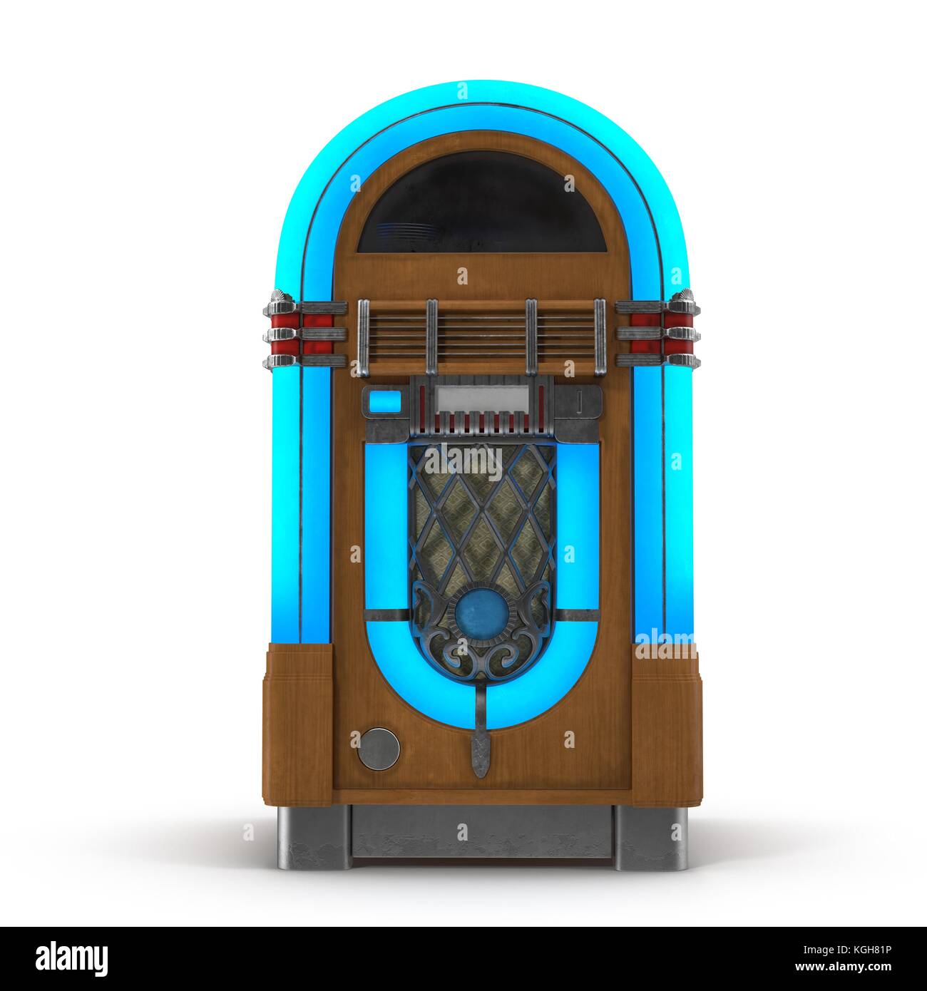Vieux jukebox music player isolated on white 3d illustration Banque D'Images