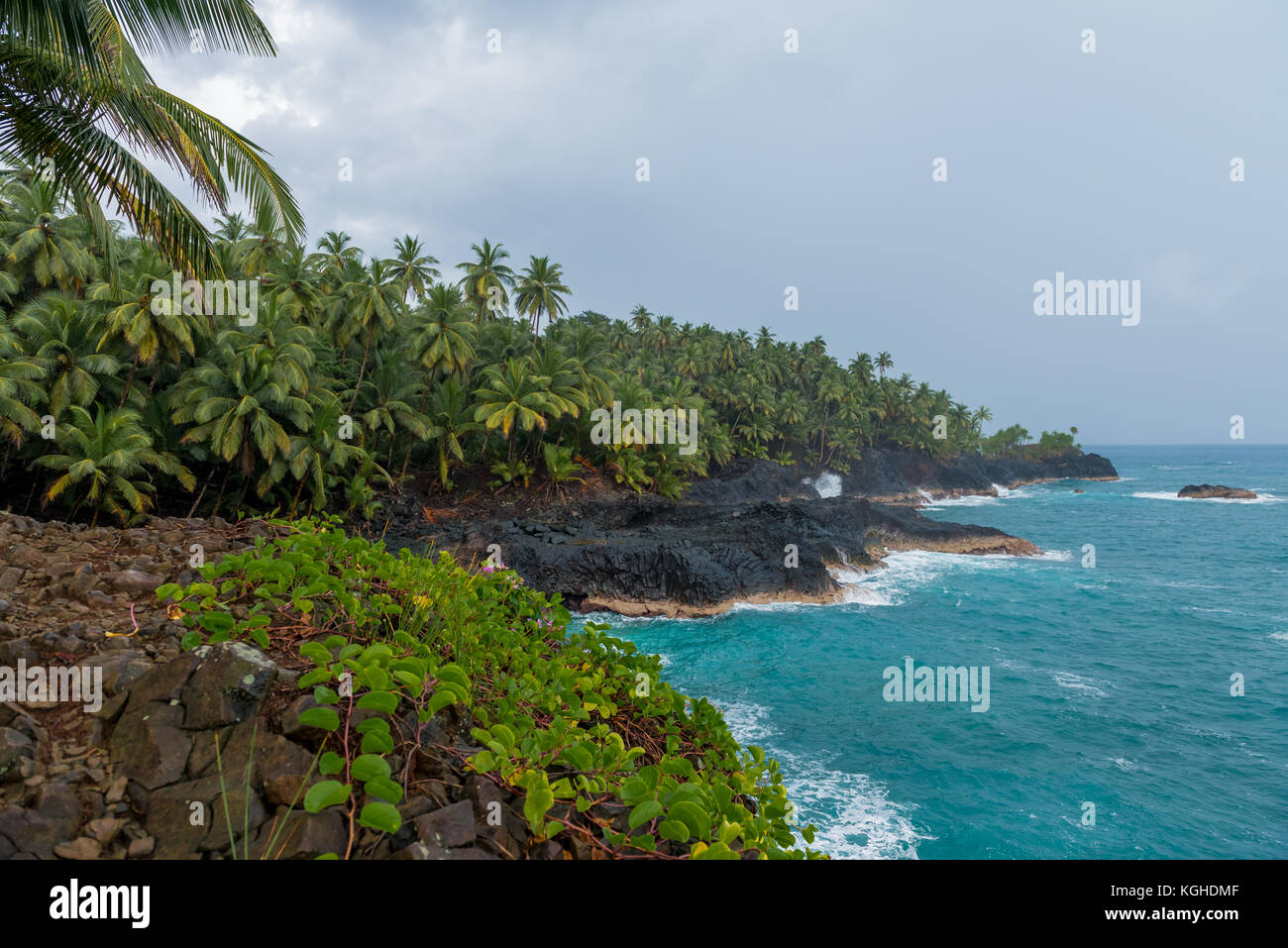 Plage de Piscina, São Tomé e Príncipe Banque D'Images