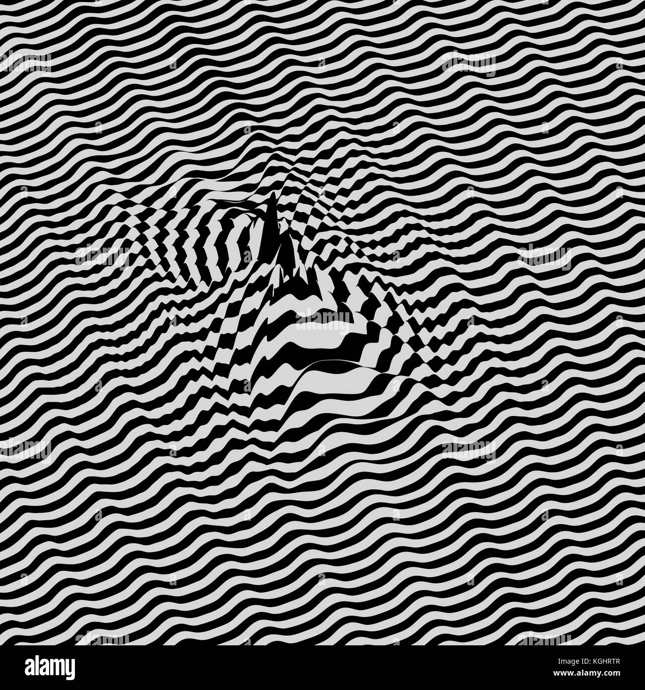 Fond d'onde dynamique. effet visuel. distorsion surface. pattern avec illusion d'optique. vector illustration. rayé noir et blanc de l'onde sonore Illustration de Vecteur