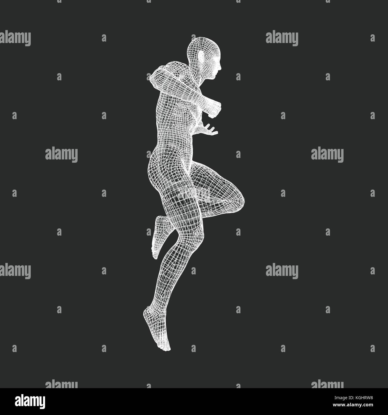 Modèle 3d de l'homme. corps humain. élément de conception, modèle de fil de la technologie. vector illustration. Illustration de Vecteur