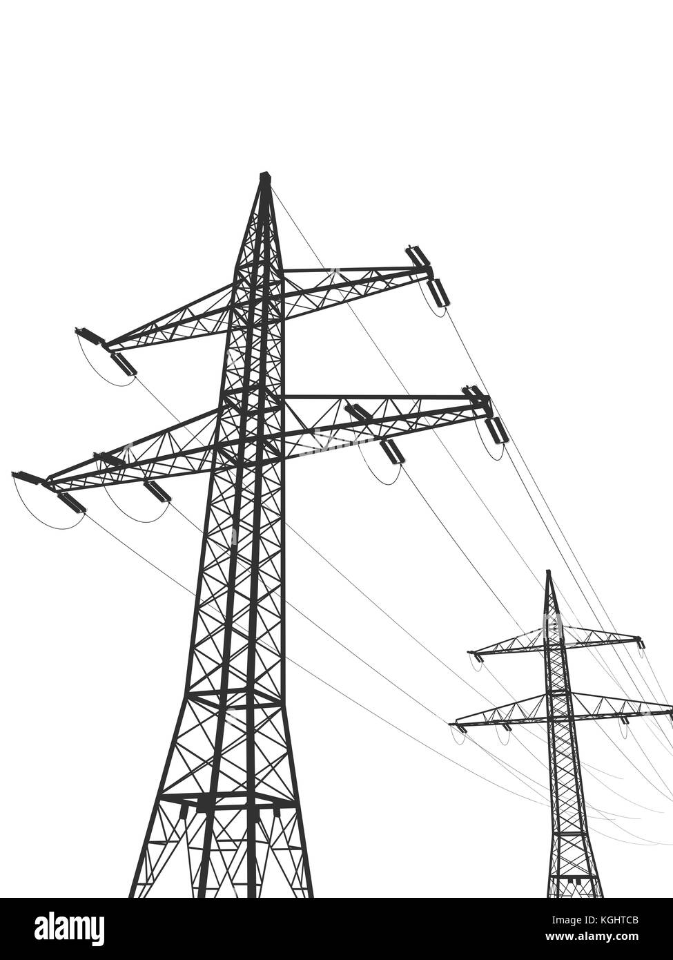 3d illustration d'un des pylônes électriques isolé sur fond blanc Photo