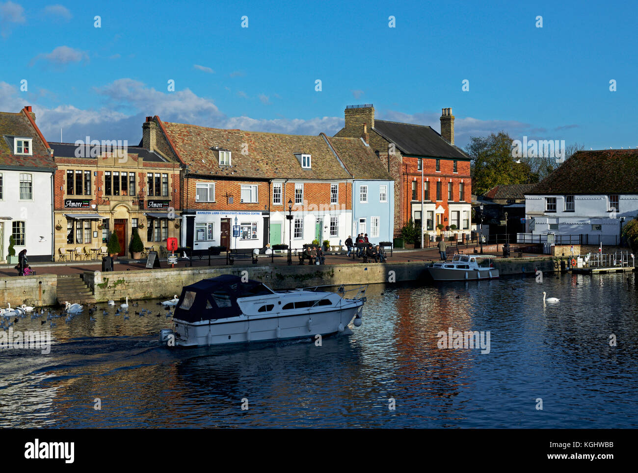 Le Quay & River Great Ouse, St Ives Cambridgeshire, Angleterre, Royaume-Uni Banque D'Images