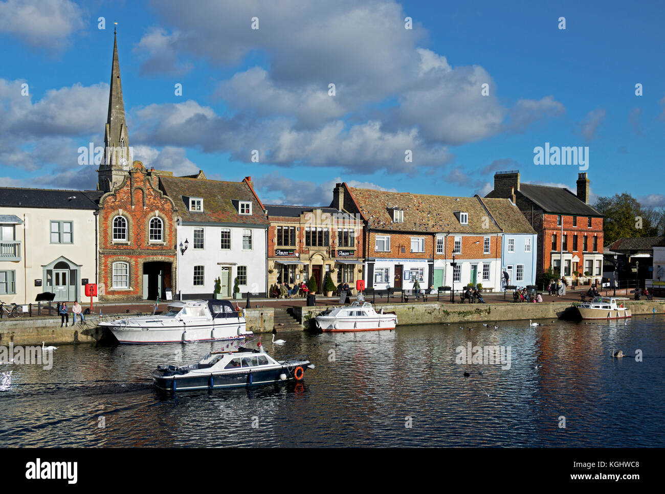 Le Quay & River Great Ouse, St Ives Cambridgeshire, Angleterre, Royaume-Uni Banque D'Images