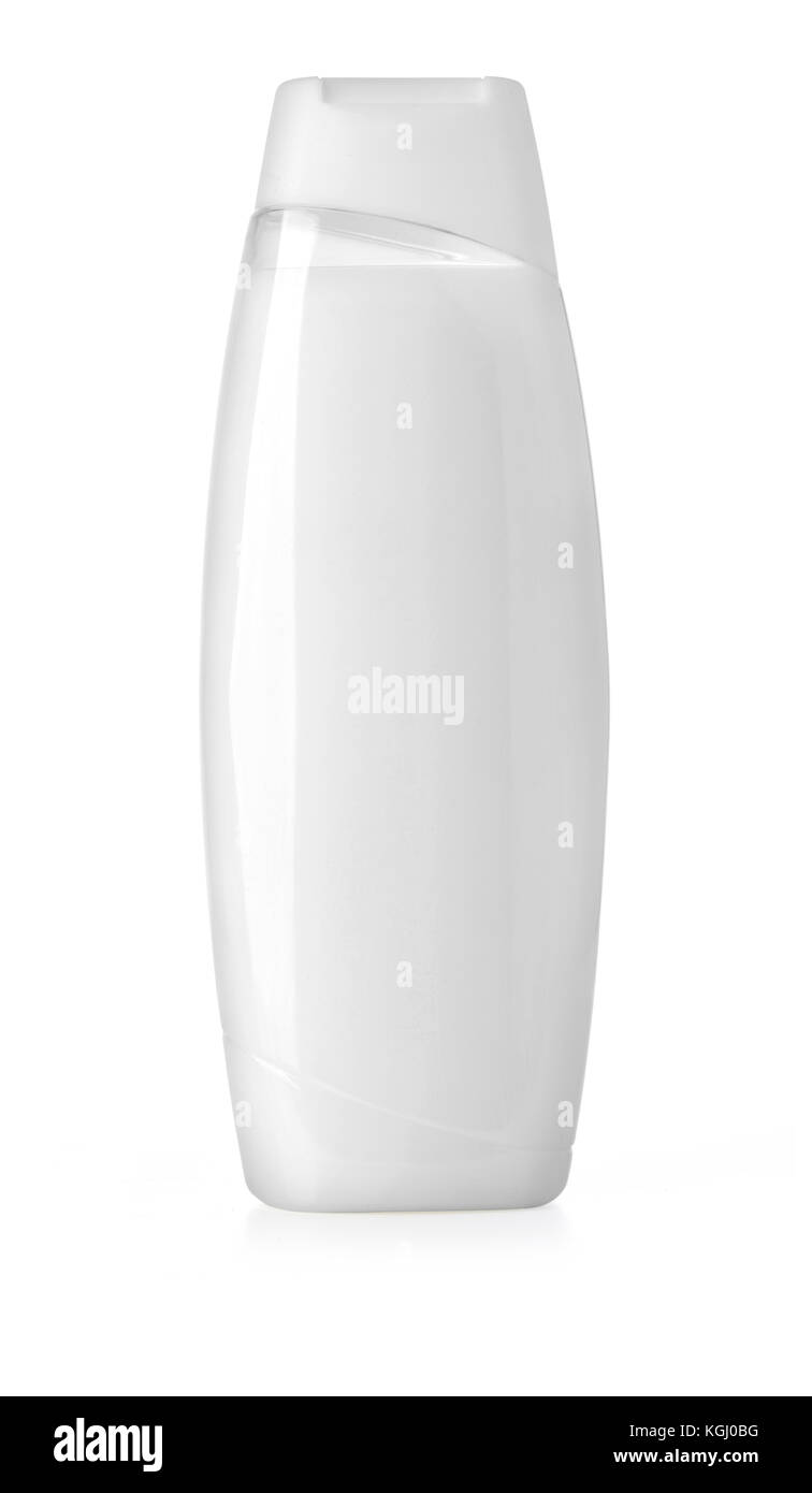 Bouteille de shampoing blanc isolated on white with clipping path Banque D'Images