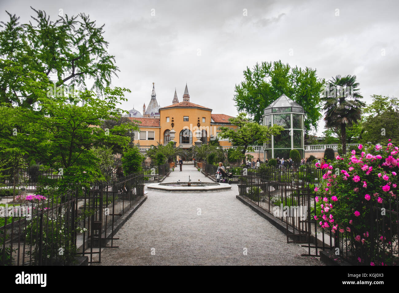 Vue de la vieille Orto Botanico di Padova (Jardin botanique de Padoue), l'un des Patrimoine Unesco (Padoue, Italie, 24 avril 2017) Banque D'Images