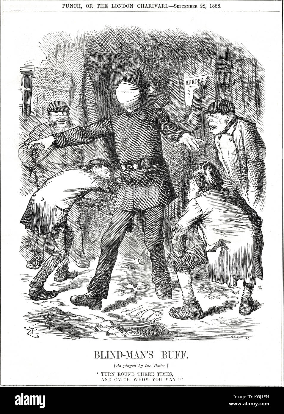 Jack l'Eventreur Punch Cartoon 4, 1888, colin-maillard Banque D'Images