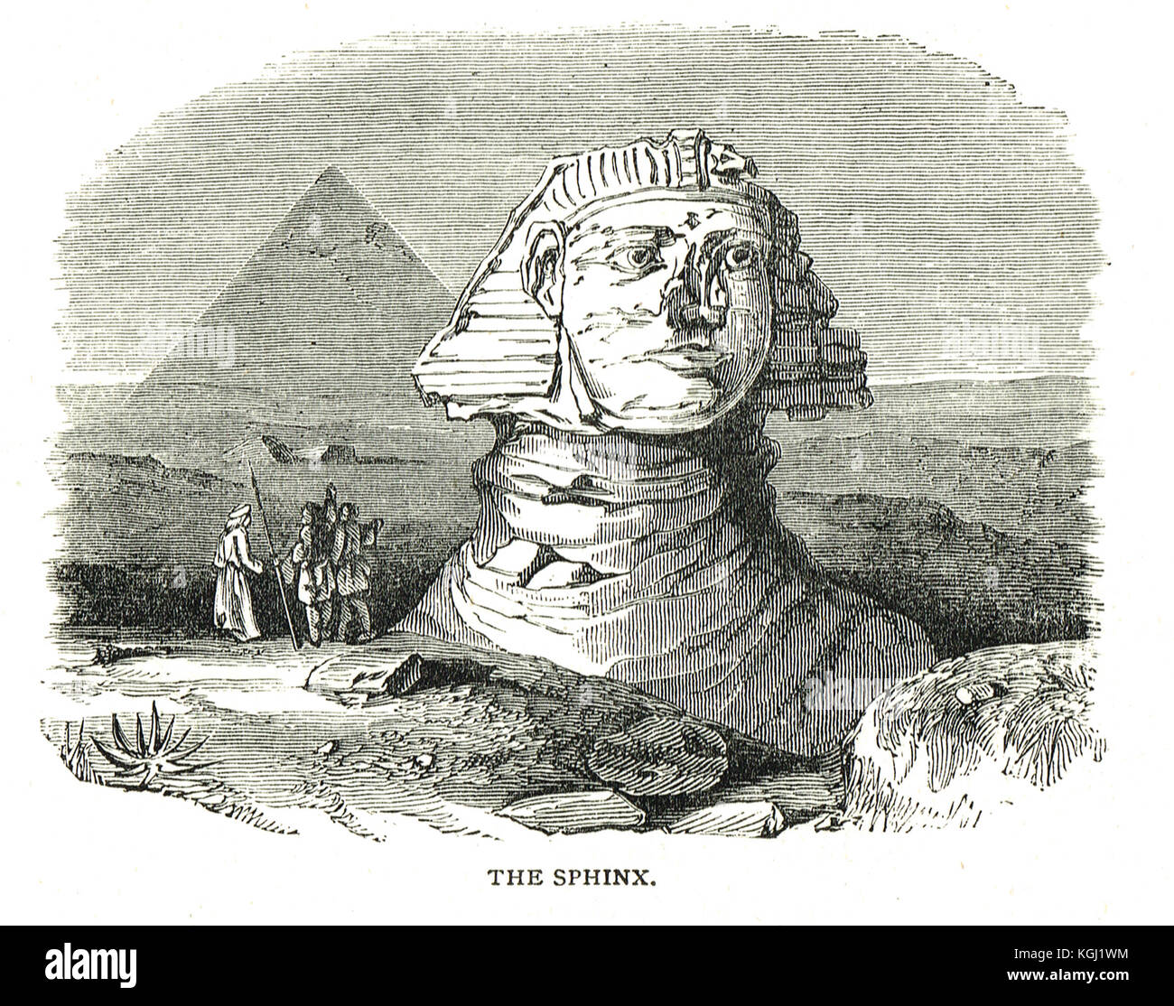 Grand Sphinx de Gizeh et Pyramide, Egypte Banque D'Images