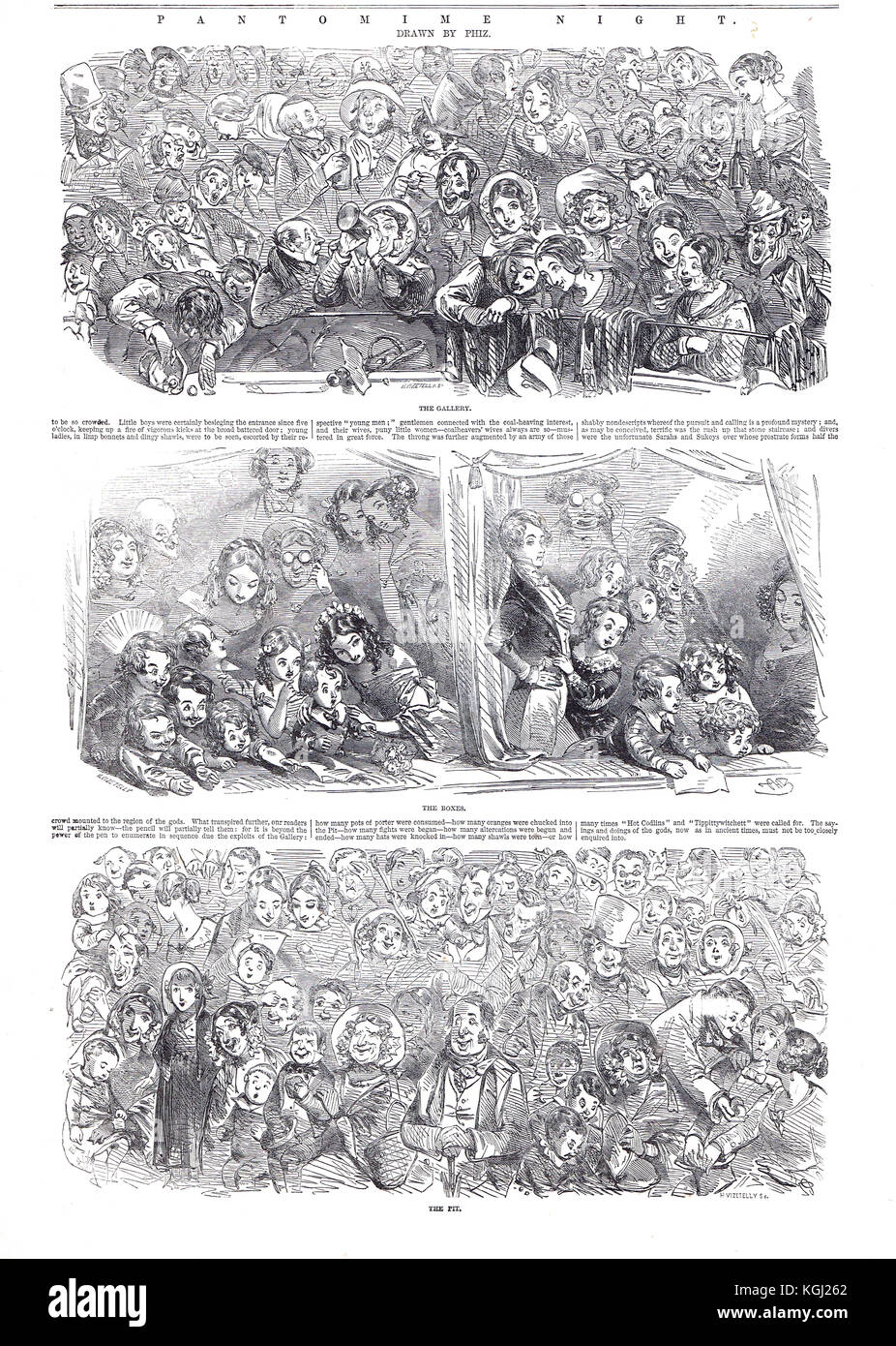 Une pantomime victorienne nuit par Phiz, 1848 Banque D'Images