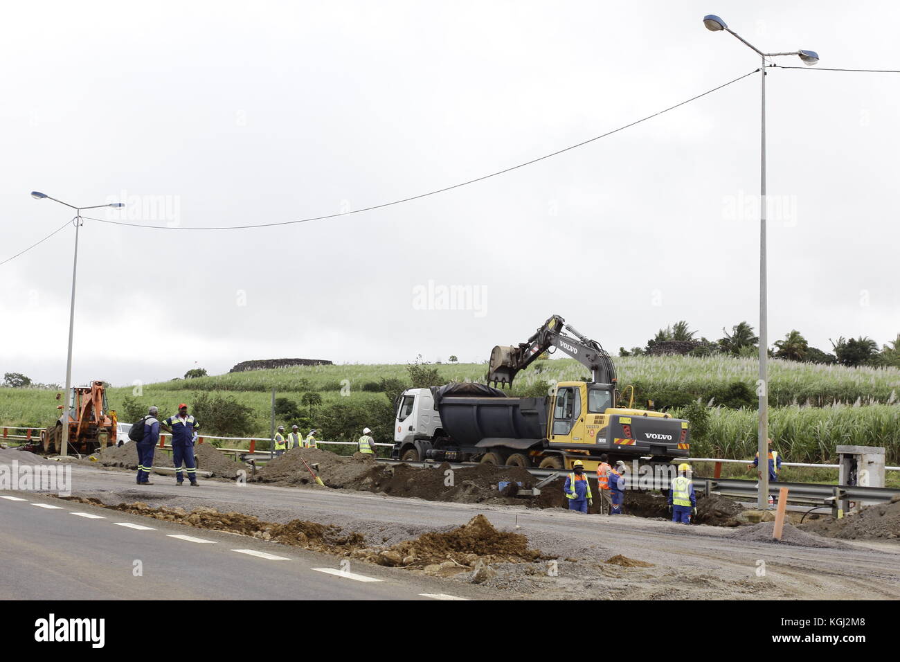 La construction d'une nouvelle route d'accès à l'aéroport progresse de façon satisfaisante Banque D'Images