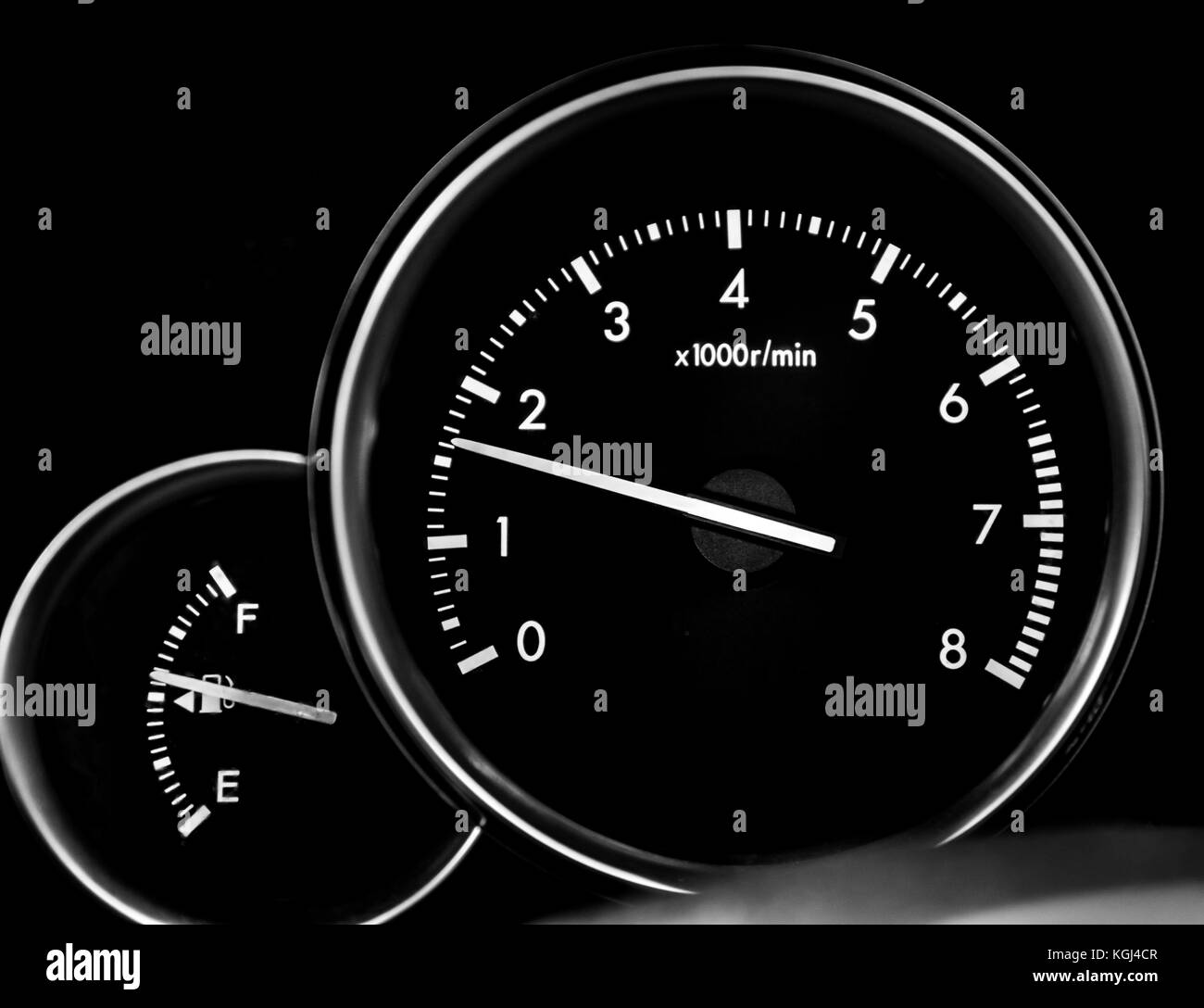 Tableau de bord de voiture, rpm, indicateur Banque D'Images