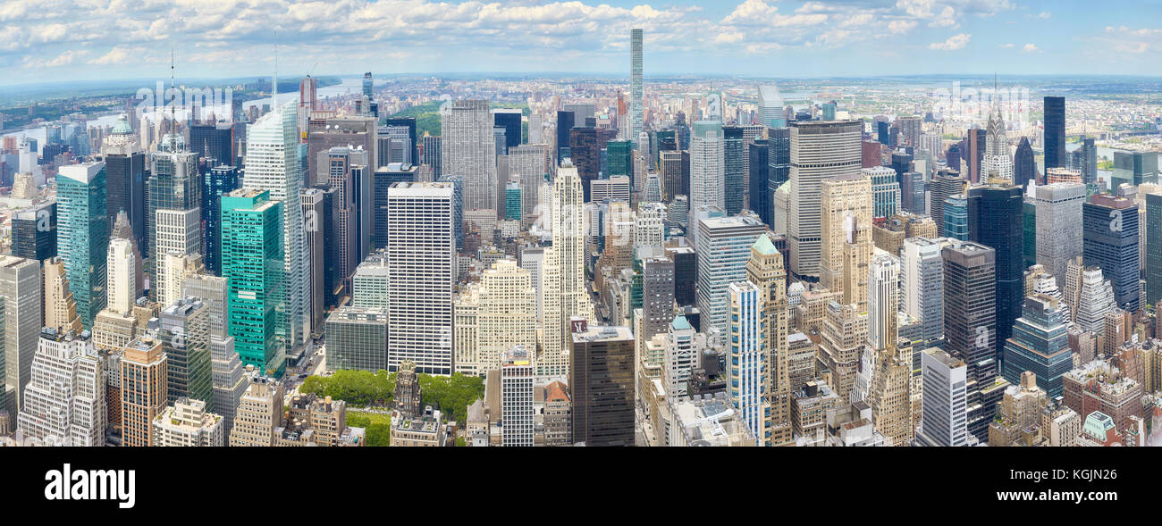 Photo panoramique de l'antenne de new york city Manhattan skyline, USA. Banque D'Images