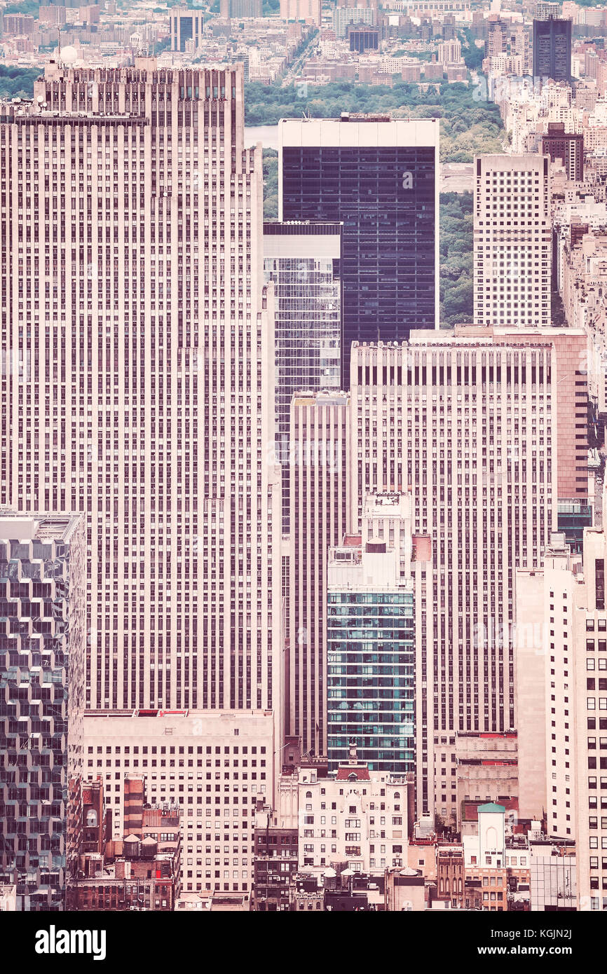 Retro photo stylisée des bâtiments de la ville de New York, USA. Banque D'Images