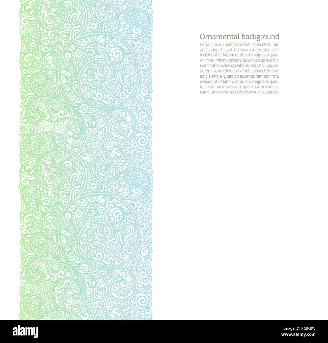 Vector background ornementé avec copie espace, lumière bleue et verte ornement isolé sur la page blanche Illustration de Vecteur