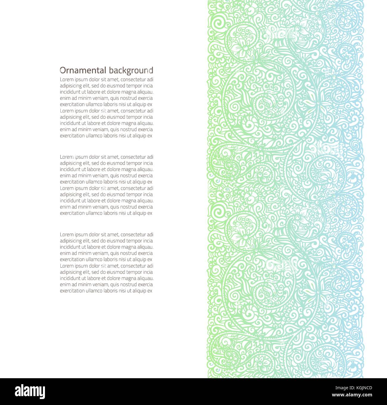 Vector background ornementé avec copie espace, lumière bleue et verte ornement isolé sur la page blanche Illustration de Vecteur
