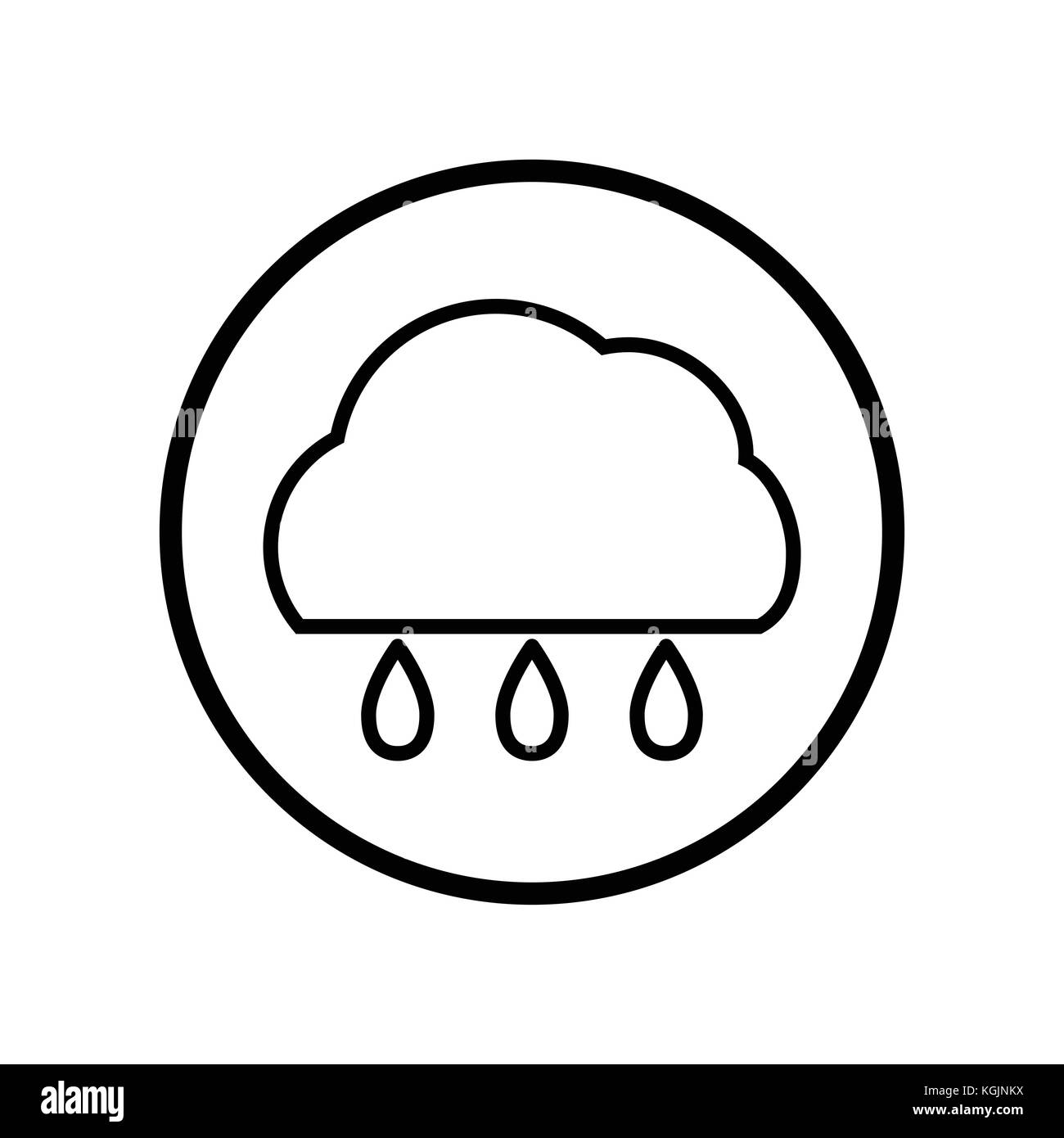 Vecteur de nuage et de la pluie dans l'icône de la ligne du cercle, symbole iconique dans un cercle, sur fond blanc, pour signer météo concept. vector design iconique. Illustration de Vecteur