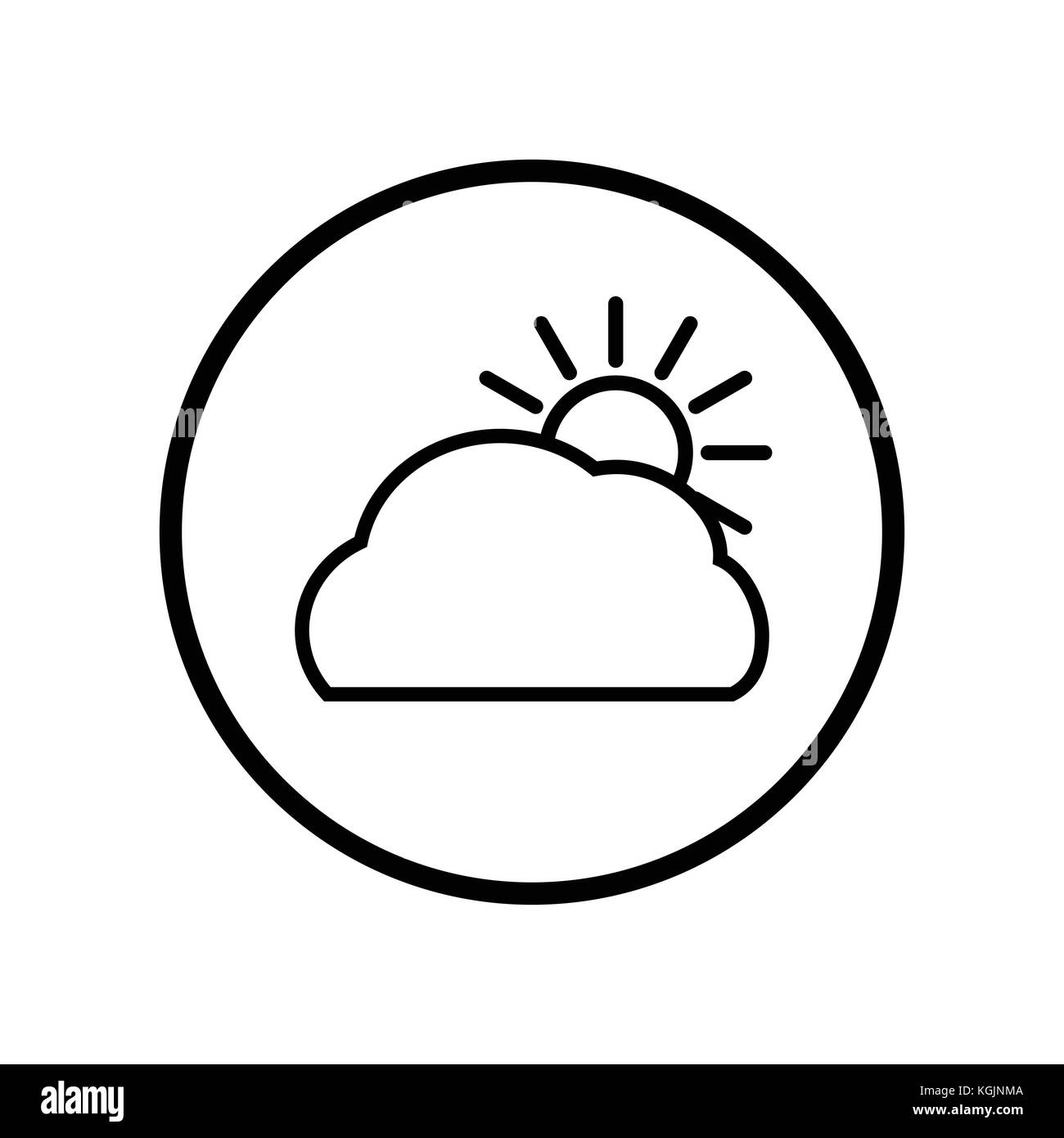 Vecteur de nuage et de soleil dans l'icône de la ligne du cercle, symbole iconique dans un cercle, sur fond blanc, pour signer météo concept. vector design iconique. Illustration de Vecteur