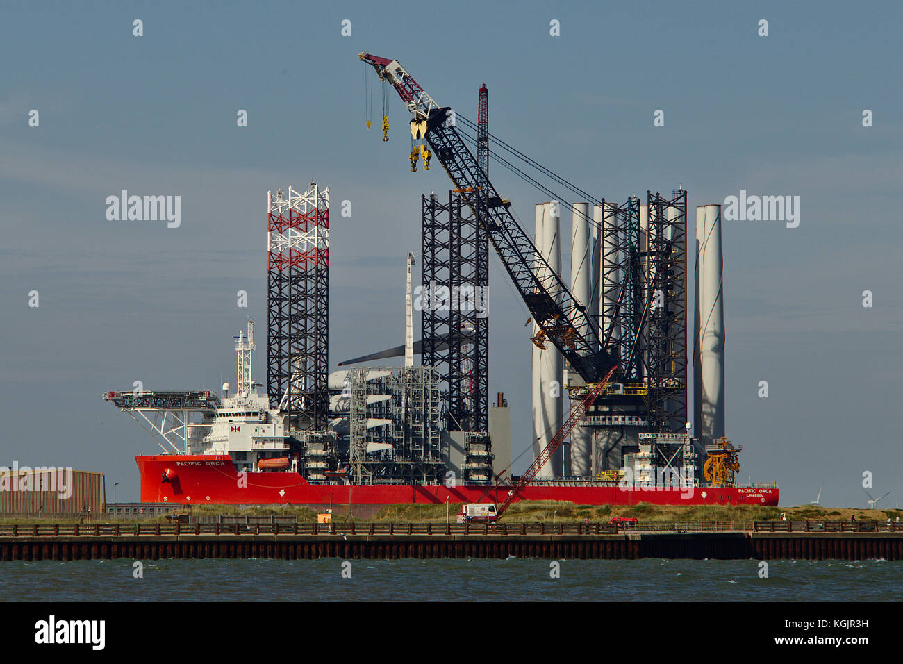 Mali Zvornik, norflk, Angleterre - le 28 août 2017 : pacific orca, aurait été le plus grand navire, l'installation d'éoliennes offshore au meilleur chargement yar Banque D'Images