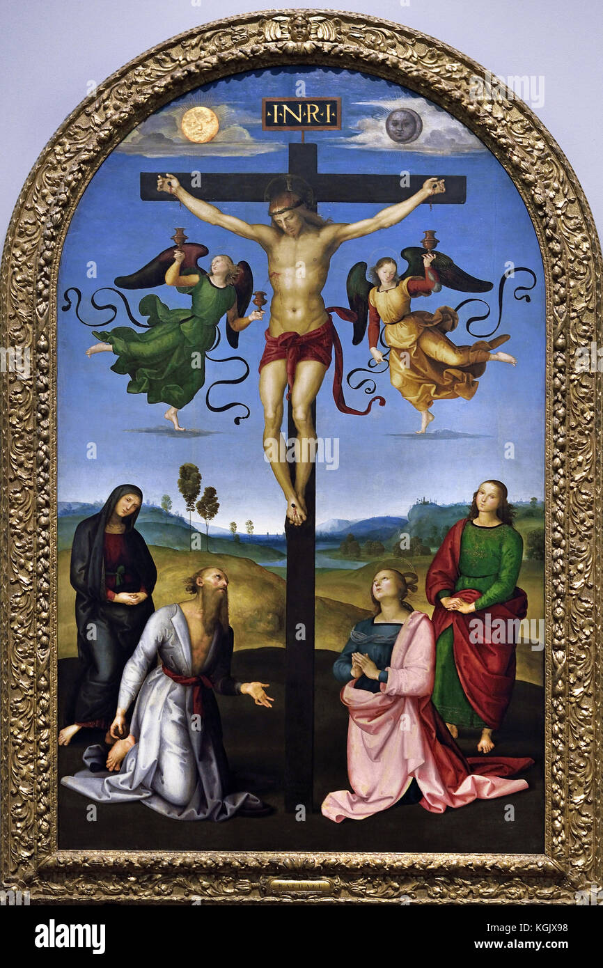 La Crucifixion Mond 1502-3, Raphael (Raffaello Sanzio da Urbino ) 1483 - 1520 est un peintre italien et architecte de la Haute Renaissance, Italie Banque D'Images