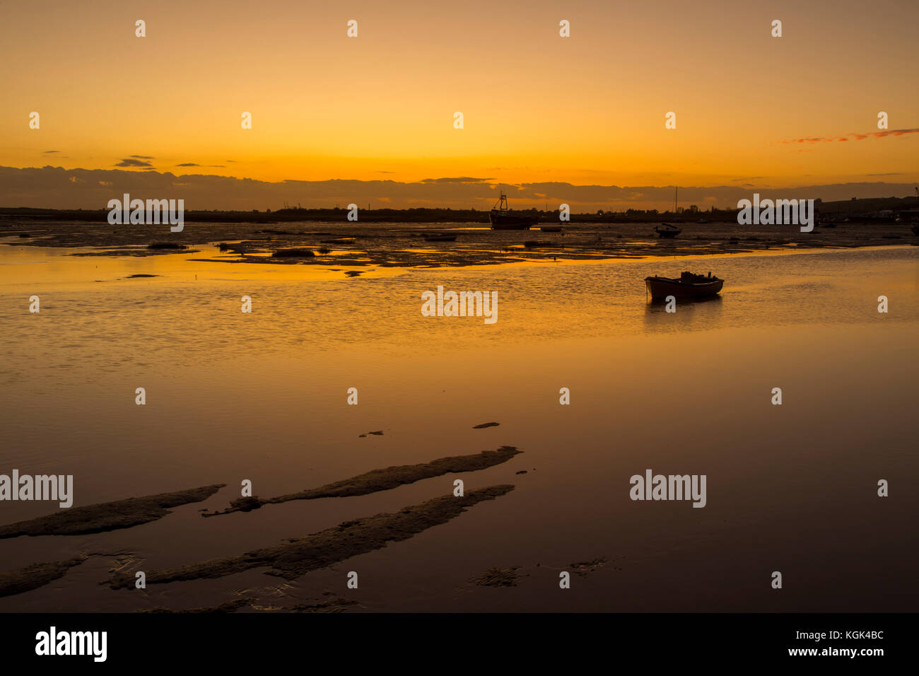 Coucher du soleil à leigh on sea, Essex, Angleterre Banque D'Images