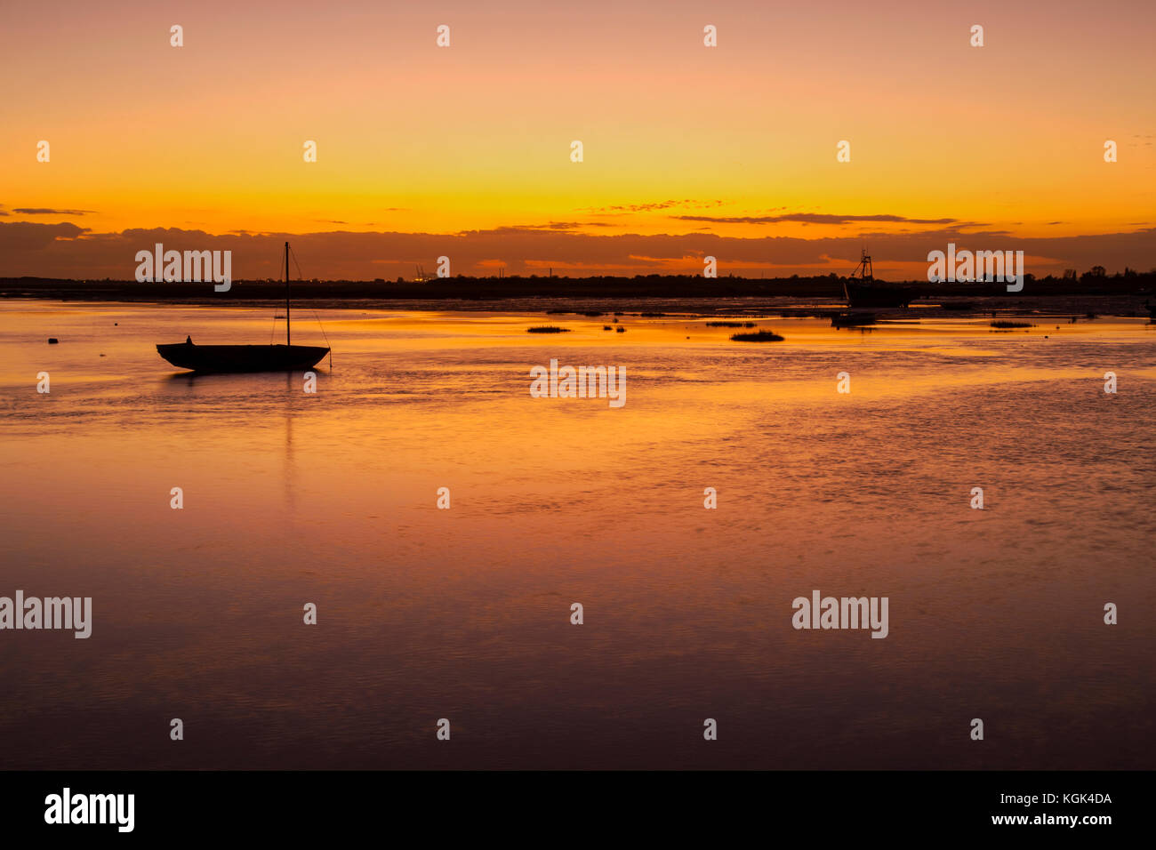 Coucher du soleil à leigh on sea, Essex, Angleterre Banque D'Images