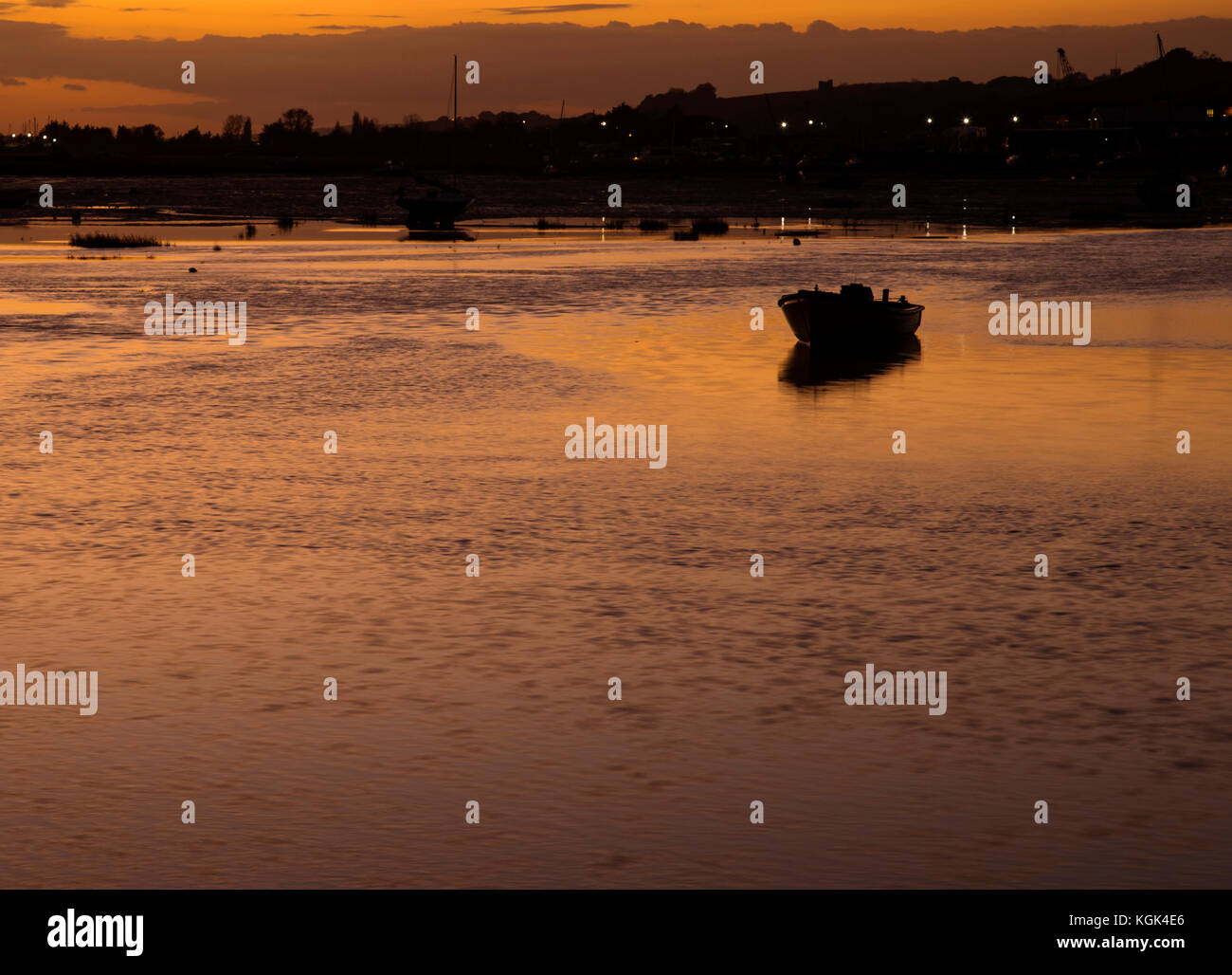 Coucher du soleil à leigh on sea, Essex, Angleterre Banque D'Images