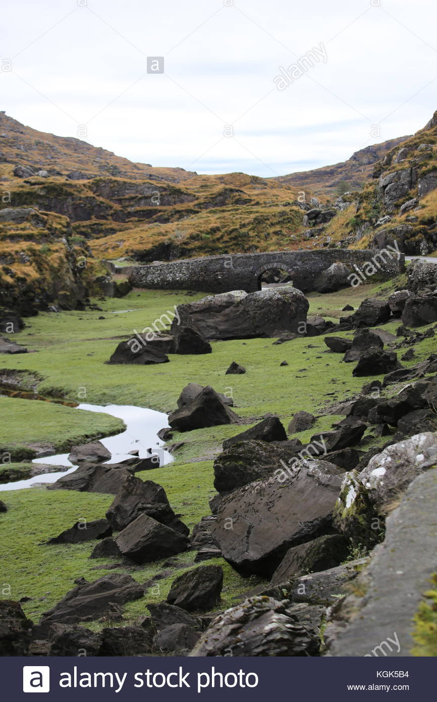 Tôt le matin, la lumière dans le paysage, dans le comté de Kerry, Irlande. Banque D'Images