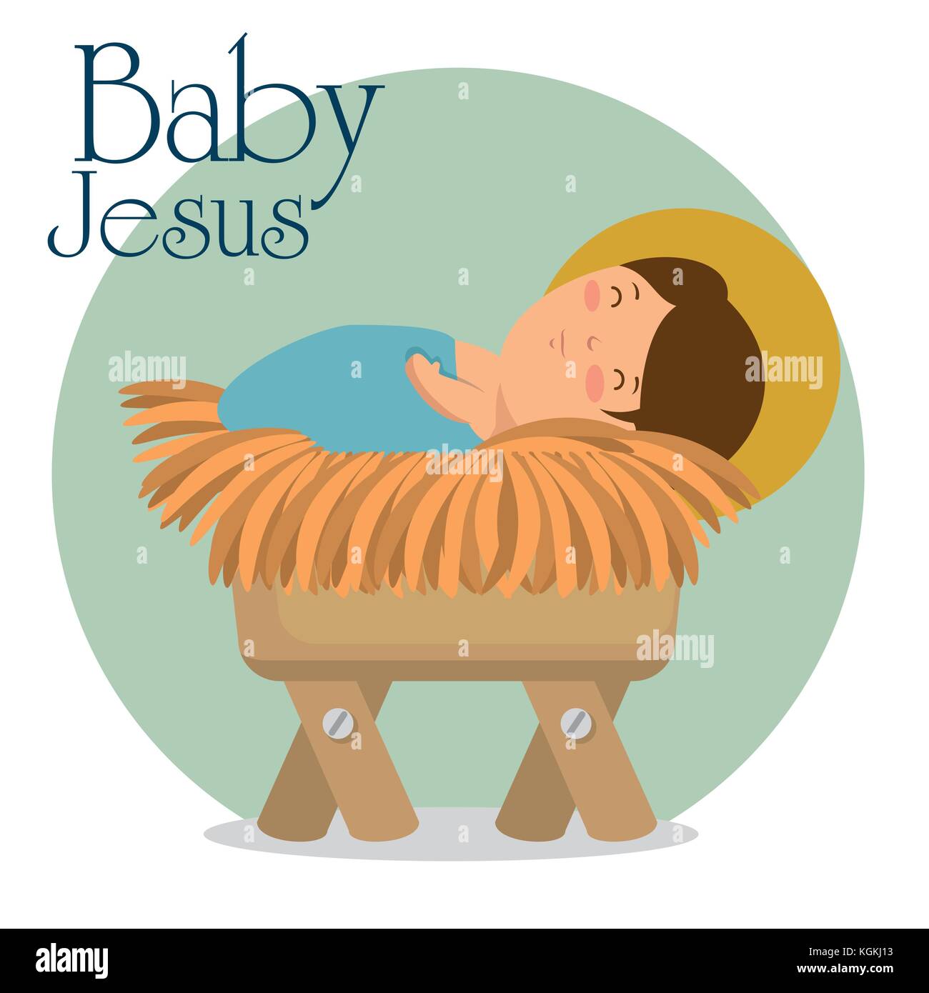 Joyeux Noël l'enfant Jésus couché dans une mangeoire vector illustration graphic design Illustration de Vecteur