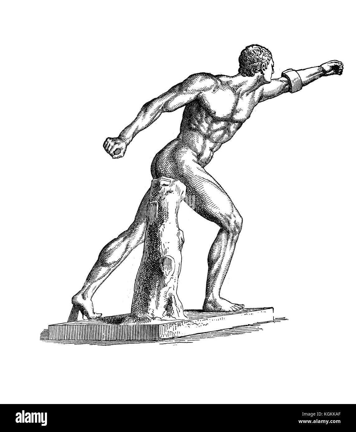Borghese Gladiator, sculpture en marbre grandeur nature d'un guerrier combattant un ennemi monté, datée de 100 av. J.-C. Banque D'Images