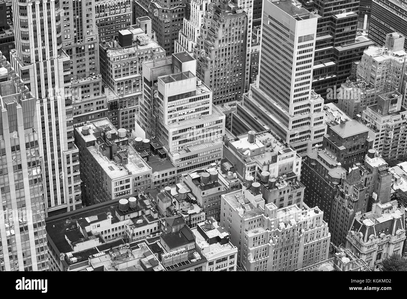 Noir et blanc photo aérienne de new york city, USA. Banque D'Images
