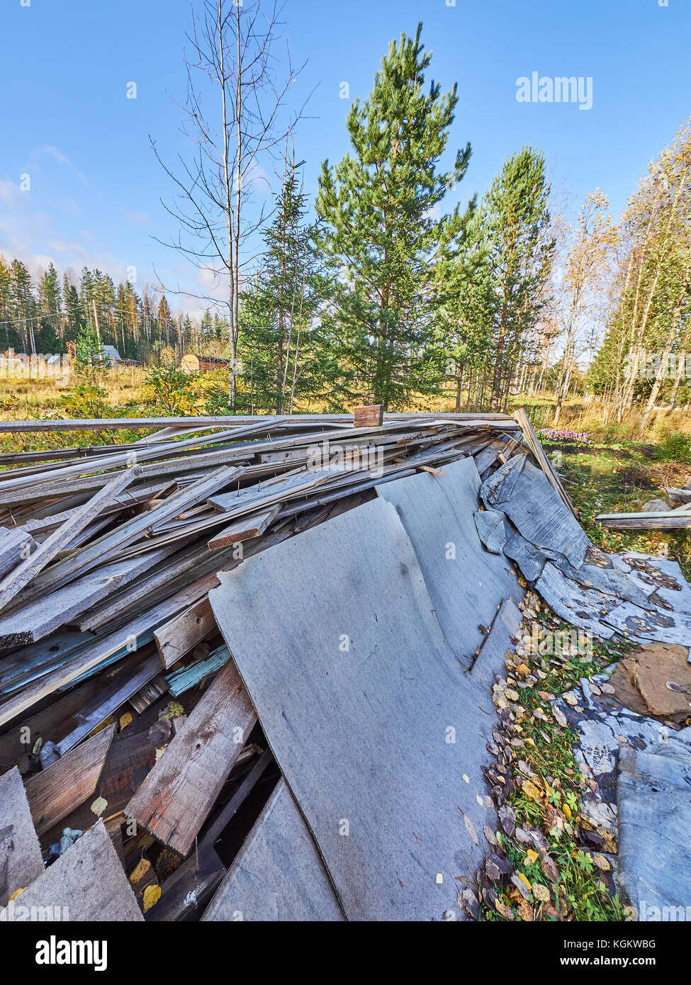 Vieille planches sur le site de construction Banque D'Images