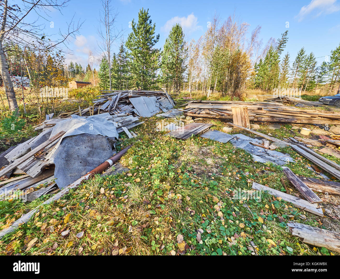 Vieille planches sur le site de construction Banque D'Images