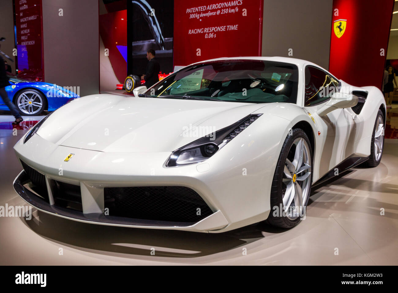 Francfort, Allemagne - Sep 16, 2015 : Ferrari 488 GTB Voiture de sport en vedette à l'IAA Frankfurt Motor Show. Banque D'Images