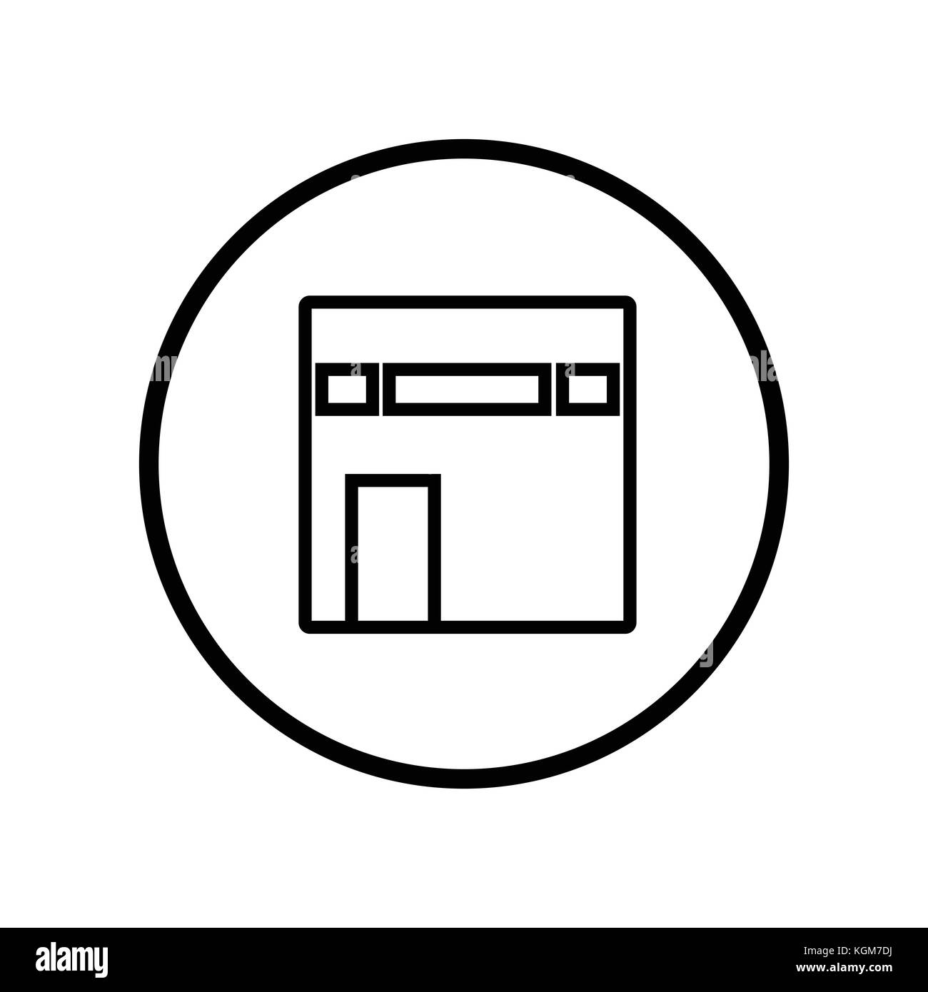 L'icône, l'icône de l'islam kaaba en ligne circle, symbole iconique dans un cercle, sur fond blanc, pour signer islamique. concept design iconique de vecteur. Illustration de Vecteur