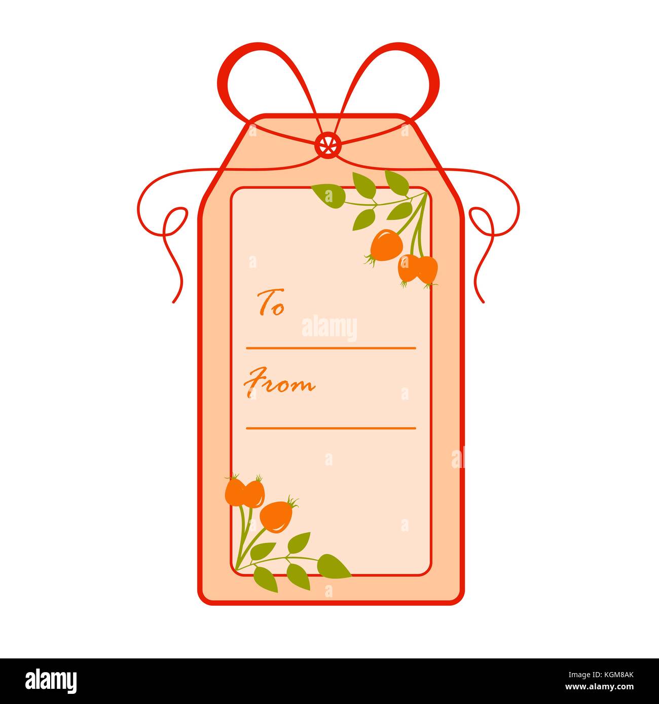 Gift tag avec la branche de cynorhodon. vente et shopping concept. Conception pour carte postale, bannière, affiche ou imprimer. Illustration de Vecteur