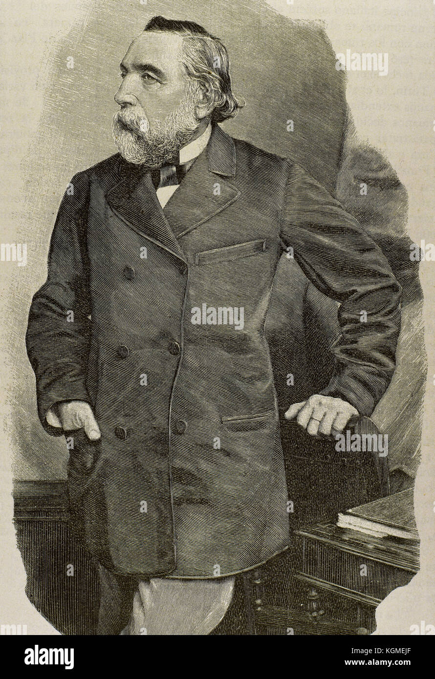 Ion Ghica (1816-1897). La révolution roumaine, mathématicien, diplomate et homme politique. Il a été Premier Ministre de la Roumanie 5 fois. Portrait. La gravure. Banque D'Images