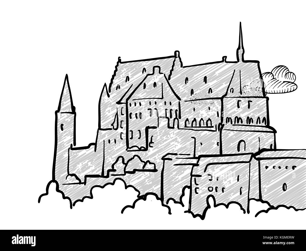 Luxembourg célèbre croquis de voyage. Dessin Dessin à la main. Conception de carte de vœux, vector illustration Illustration de Vecteur