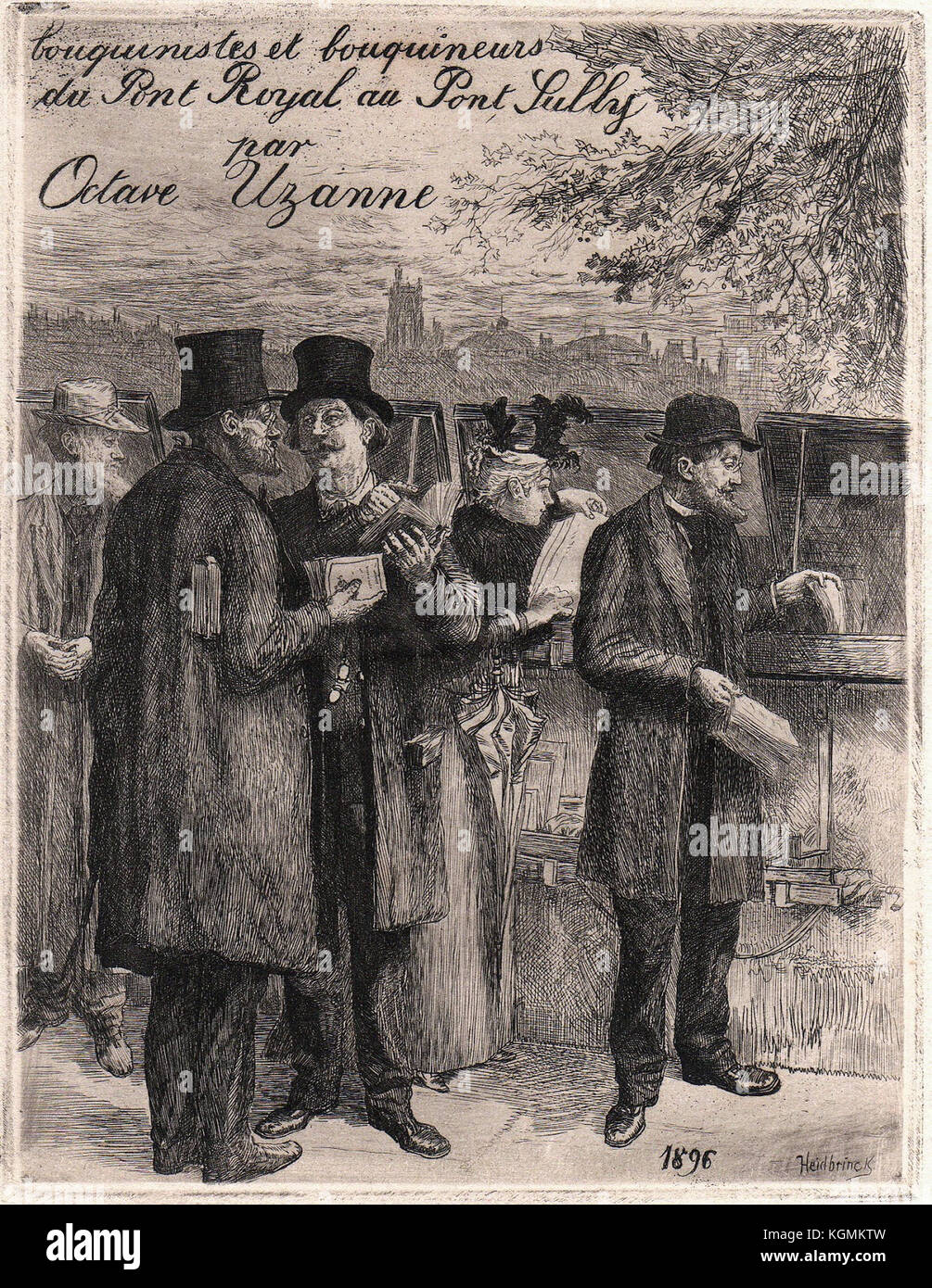 Albert Robida - bouquinistes Paris 1896 Banque D'Images