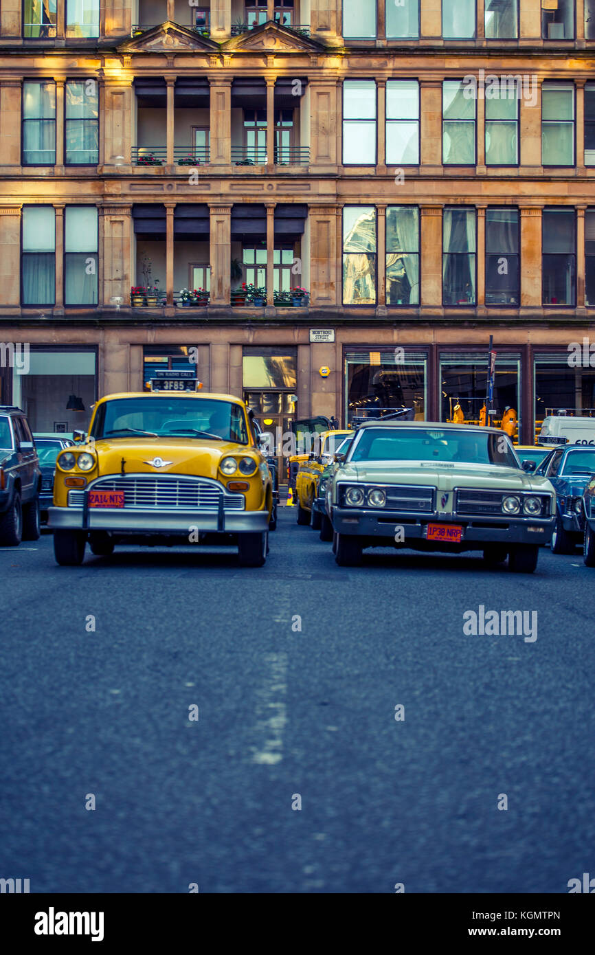 Tournage dans les rues de Glasgow Banque D'Images