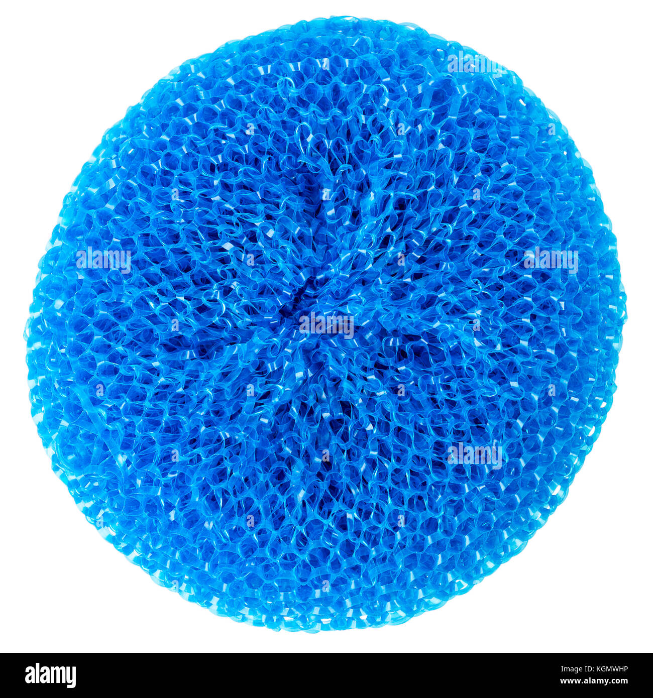 Scourer plastique vibrant bleu isolé sur fond blanc Banque D'Images