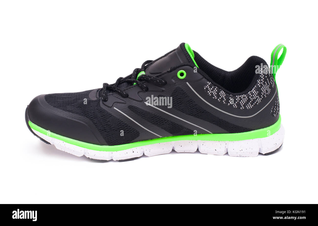 Lime Green et black sport chaussures unisexe isolé sur fond blanc Banque D'Images